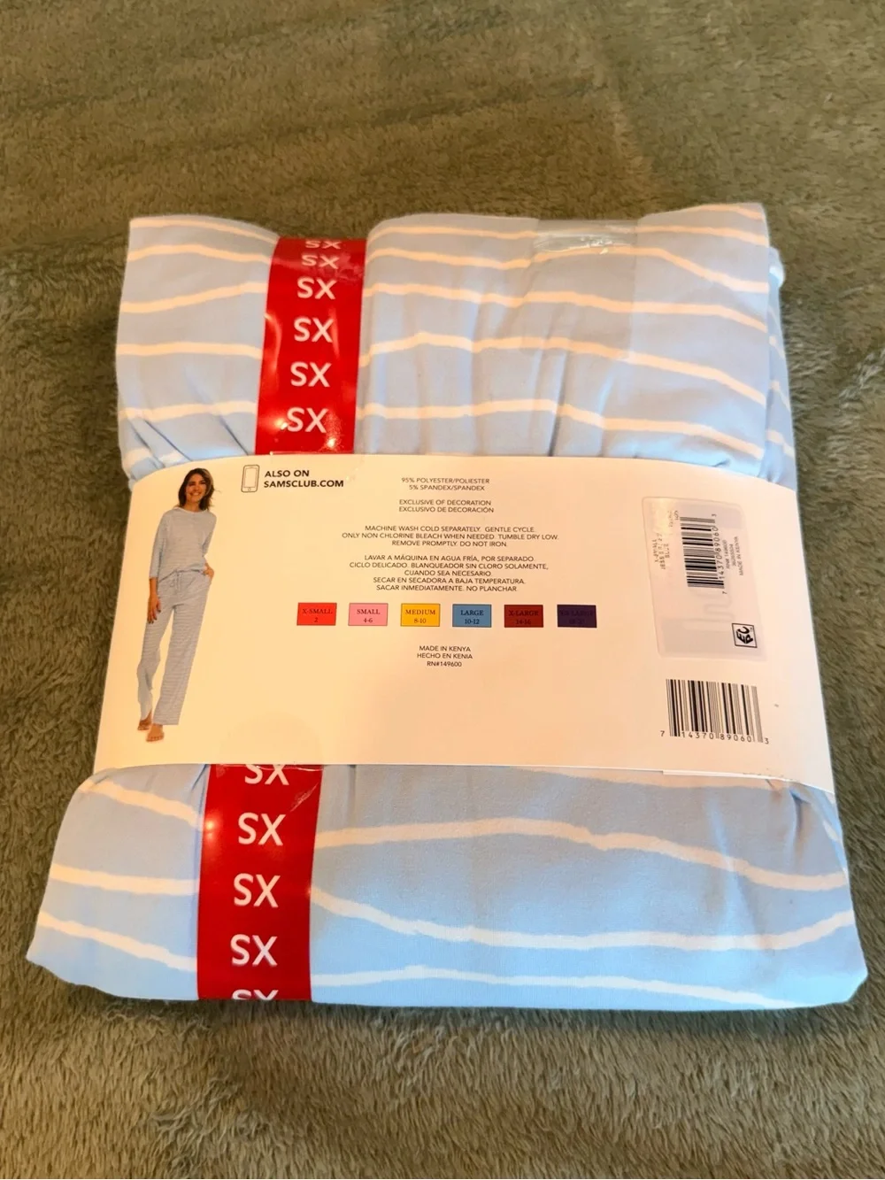 Flora Nikrooz Henley Pajama Set Blue Stripe XS 2 Piece Sleepwear NWT - Picture 3 of 7